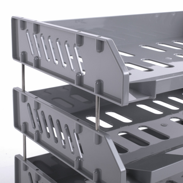 Лотки горизонтальные для бумаг, КОМПЛЕКТ 3 шт., 335х232х246 мм, серый, BRAUBERG FILE, 238108, ЛТ560 - Лотки горизонтальные (поддоны)