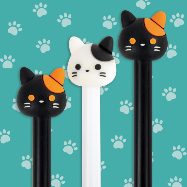 Ручка с топпером шариковая ЮНЛАНДИЯ "Кошка", корпус ассорти, СИНЯЯ, пишущий узел 0,7 мм, 143804 - Ручки фигурные