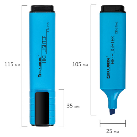 Текстовыделитель BRAUBERG "ORIGINAL NEON", ГОЛУБОЙ, линия письма 1-5 мм, 152214 - Текстовыделители