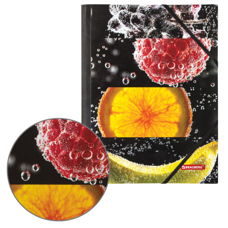 Папка на резинках BRAUBERG "FRESH ZONE", А4, цветная печать, до 300 листов, 500 мкм, 228036 - Папки на резинках пластиковые