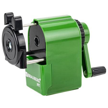 Точилка механическая BRAUBERG "JET", металлический механизм, корпус зеленый, 229571 - Точилки механические
