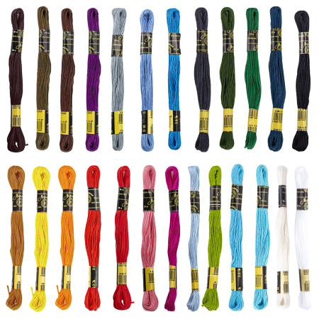 Набор ниток для вышивания (мулине) "АССОРТИ", 25 цветов по 10 м, х/б, ОСТРОВ СОКРОВИЩ, 662792 - Нитки швейные