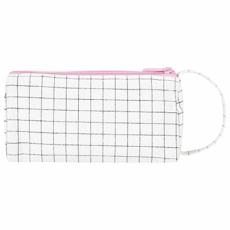 Пенал-косметичка BRAUBERG с ручкой, 1 откидная планка, полиэстер, 22x10х8 см, "Checkered white", 271558 - Пеналы мягкие