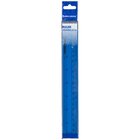 Линейка пластиковая 20 см, BRAUBERG "Crystal Vivid", непрозрачная, флуоресцентная ассорти, европодвес, 210287 - Линейки