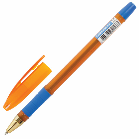 Ручка шариковая масляная с грипом BRAUBERG Model-XL ORANGE, СИНЯЯ, узел 0,7 мм, линия 0,35 мм, 143246 - Ручки шариковые неавтоматические