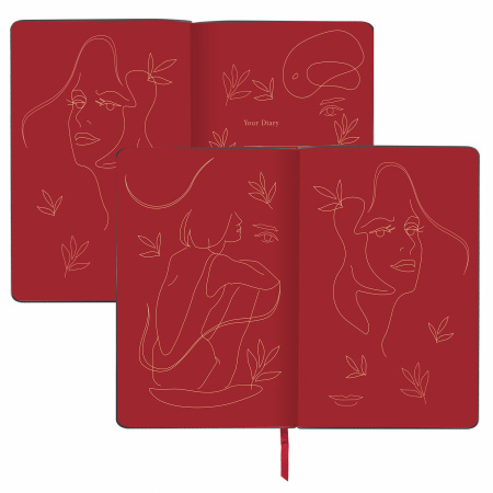 Ежедневник недатированный А5 (138х213 мм), BRAUBERG VISTA, под кожу, твердый, 136 л., "Outline", 111995 - Ежедневники с покрытием "под кожу и ткань"