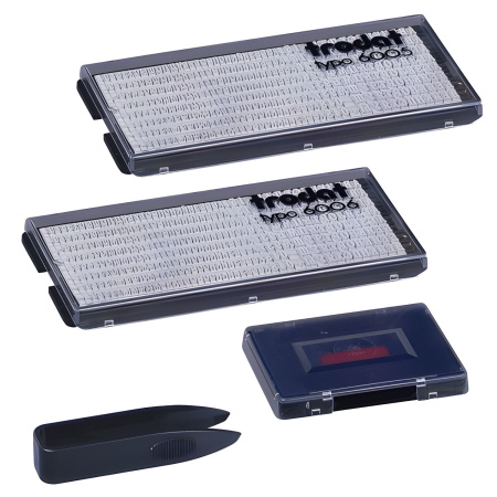 Датер самонаборный металлический, 6 строк+дата, оттиск 68х47 мм, сине-красный, TRODAT 5485, кассы в комплекте - Датеры