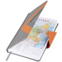 Ежедневник недатированный А5 138x213 мм BRAUBERG "Waves" под кожу, застежка 160 л., серый/оранжевый, 111877 - Ежедневники с покрытием "под кожу и ткань"