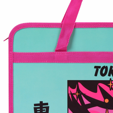 Папка на молнии с ручками BRAUBERG А4, 1 отделение, пластик, 80 мм, "Anime city", 271468 - Папки-сумки с ручками