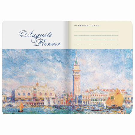 Тетрадь 40 л. в клетку обложка SoftTouch, бежевая бумага 70 г/м2, сшивка, А5 (147х210 мм), ОГЮСТ РЕНУАР, BRAUBERG, 403789 - Тетради 40-48 листов