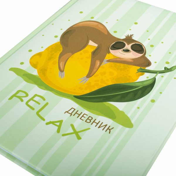 Дневник 1-11 класс 48 л., кожзам (твердая с поролоном), печать, наклейки, BRAUBERG, "Relax", 106190 - Дневники универсальные