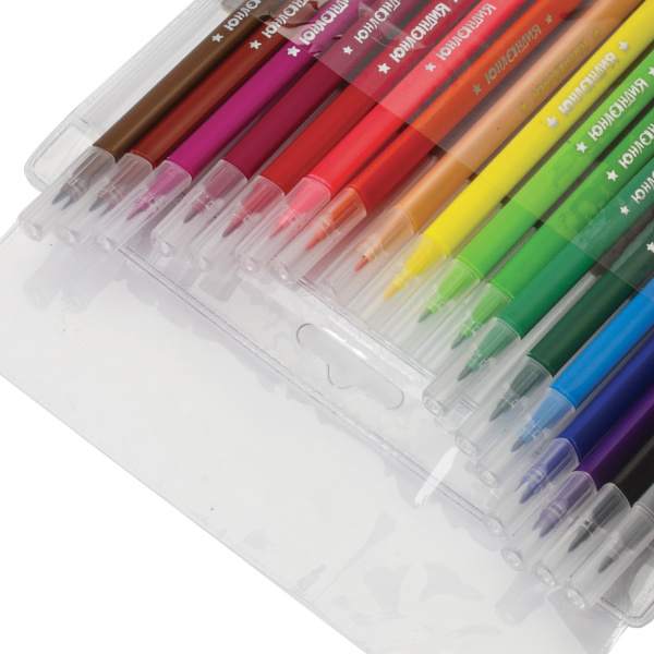 Фломастеры ЮНЛАНДИЯ 18 цветов, "ЗООПАРК", трехгранные, вентилируемый колпачок, 151426 - Фломастеры классические