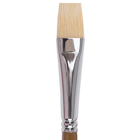 Кисть художественная профессиональная BRAUBERG ART CLASSIC, щетина, плоская, № 24, длинная ручка, 200724 - Кисти художественные из натурального волоса
