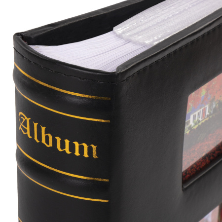 Фотоальбом BRAUBERG "Autumn" на 200 фото 10х15 см, под кожу, бумажные страницы, бокс, черный, 391191 - Фотоальбомы