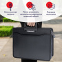 Папка-портфель пластиковая BRAUBERG А4+ (390х320х120 мм), 4 отделения, фактура под дерево, черная, 221391 - Портфели пластиковые