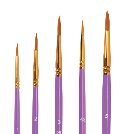 Кисти синтетика BRAUBERG, НАБОР 10 шт., фиолетовые (Круглые; Овальные; Плоские; Лайнеры), 201029 - Кисти для рисования