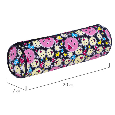Пенал-тубус ПИФАГОР, мягкий, "SMILE", 20х7 см, 229268 - Пеналы мягкие