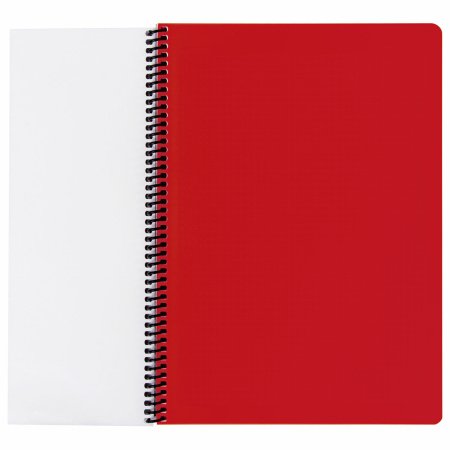 Тетрадь А4, 80 листов, BRAUBERG "Metropolis", спираль пластиковая, клетка, обложка пластик, КРАСНЫЙ, 403391 - Тетради формата А4