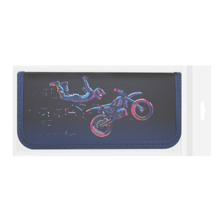 Пенал ПИФАГОР, 1 отделение, ламинированный картон, 19х9 см, "Moto style", 271506 - Пеналы каркасные