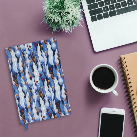 Ежедневник недатированный А5 (138х213 мм), BRAUBERG VISTA, под кожу, гибкий, 136 л., "Foliage", 112020 - Ежедневники с покрытием "под кожу и ткань"