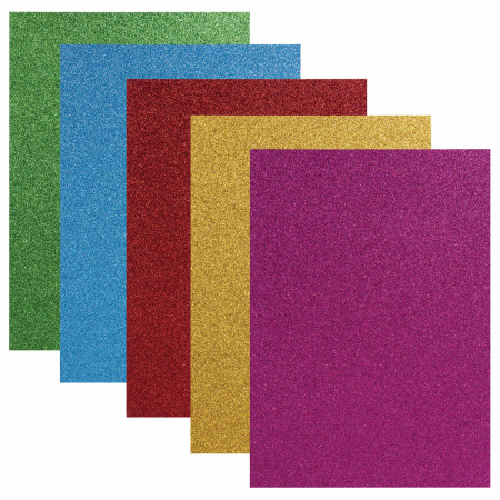 Цветная бумага, А4, офсетная САМОКЛЕЯЩАЯСЯ, 5 листов 5 цветов, "БЛЕСТКИ", 80 г/м2, ОСТРОВ СОКРОВИЩ, 210х297 мм, 129288 - Цветная бумага