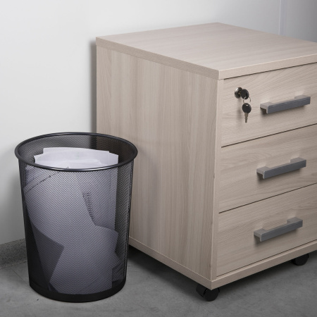 Корзина для бумаг БОЛЬШАЯ, 20 л, металлическая, черная, BRAUBERG "Germanium", 231956 - Корзины для бумаг