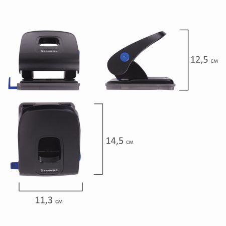 Дырокол металлический BRAUBERG "Extra", до 40 листов, черный, 229093 - Дыроколы настольные