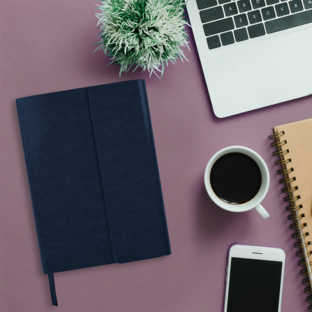 Ежедневник с магнитным клапаном недатированный, под кожу, А5, темно-синий, BRAUBERG "Magnetic X", 113279 - Ежедневники с покрытием "под кожу и ткань"