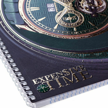 Тетрадь А4, 80 л., HATBER гребень, клетка, 3D фольга, "TIME" (2 вида в спайке), 80Т4лофлВ1гр - Тетради формата А4