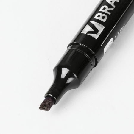 Маркер перманентный BRAUBERG "Contract", ЧЕРНЫЙ, скошенный наконечник, 1-5 мм, 150469 - Маркеры перманентные