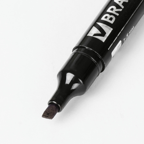 Маркер перманентный BRAUBERG "Contract", ЧЕРНЫЙ, скошенный наконечник, 1-5 мм, 150469 - Маркеры перманентные