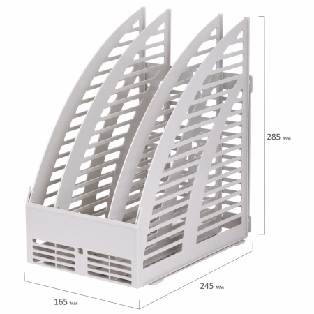 Лоток вертикальный для бумаг STAFF, 245х165х285 мм, 3 отделения, сетчатый, сборный, серый, 237294 - Лотки вертикальные (стойки-уголки)