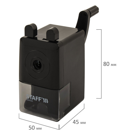 Точилка механическая STAFF "EVERYDAY" MS-796, корпус черный, 229796 - Точилки механические