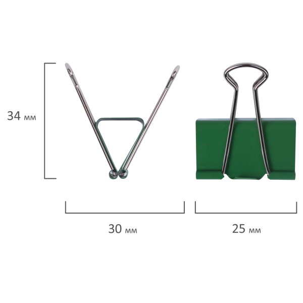 Зажимы для бумаг BRAUBERG, КОМПЛЕКТ 12 шт., 25 мм, на 100 листов, цветные, картонная коробка, 224471 - Зажимы для бумаг