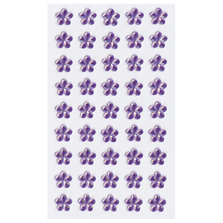 Стразы самоклеящиеся "Цветы", розовые, 10 мм, 45 шт., на подложке, ОСТРОВ СОКРОВИЩ, 661577 - Стразы для творчества