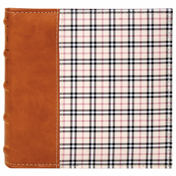 Фотоальбом BRAUBERG "Шотландка" на 200 фото 10х15 см, под кожу, бумажные страницы, бокс, 391192 - Фотоальбомы