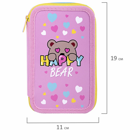 Пенал ПИФАГОР, 3 отделения, ламинированный картон, 19х11 см, "Bear Hugs", 271544 - Пеналы каркасные