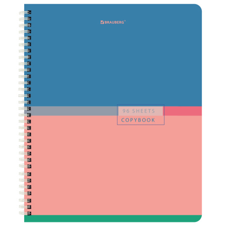 Тетради КОМПЛЕКТ 4 шт., А5, 96 л., BRAUBERG гребень, клетка, глянцевый лак, "Color", 404403 - Тетради более 60 листов