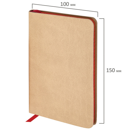 Блокнот МАЛЫЙ ФОРМАТ (100x150 мм) А6, BRAUBERG "Metropolis Mix", под кожу, 80 л., клетка, бежевый, 113331 - Бизнес-блокноты и бизнес-тетради