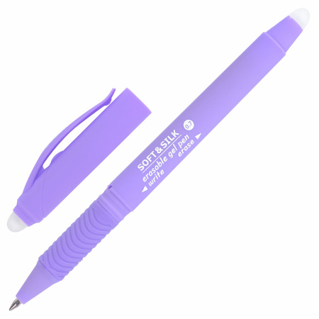 Ручка стираемая гелевая с грипом BRAUBERG "SOFT&SILK PASTEL", СИНЯЯ, корпус ассорти, узел 0,7 мм, 1 шт, 143934 - Ручки со стираемыми чернилами