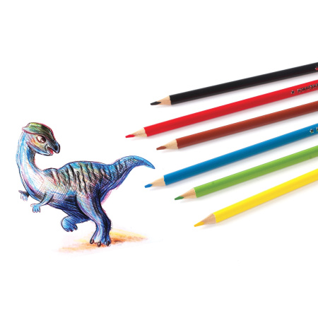 Карандаши цветные ЮНЛАНДИЯ "СЛАДКИЕ ИСТОРИИ", 6 цветов, трехгранные заточенные, 181392 - Карандаши цветные