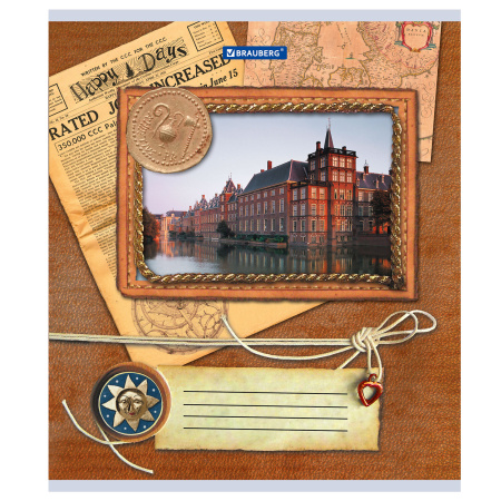 Тетрадь А5, 96 л., BRAUBERG, скоба, клетка, обложка картон, ТЕТРАДЬ, 1 шт, 401290 - Тетради более 60 листов