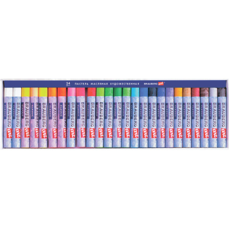 Пастель масляная художественная BRAUBERG ART CLASSIC, 24 цвета, круглое сечение, 181448 - Пастель художественная в наборах