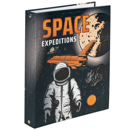 Тетрадь на кольцах А5 (165х215 мм), 120 листов, твердый картон, клетка, BRAUBERG, SpaceX, 404081