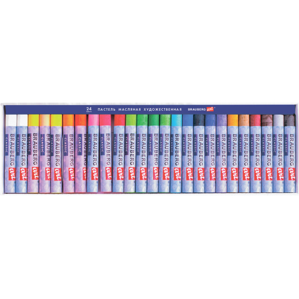 Пастель масляная художественная BRAUBERG ART CLASSIC, 24 цвета, круглое сечение, 181448 - Пастель художественная в наборах