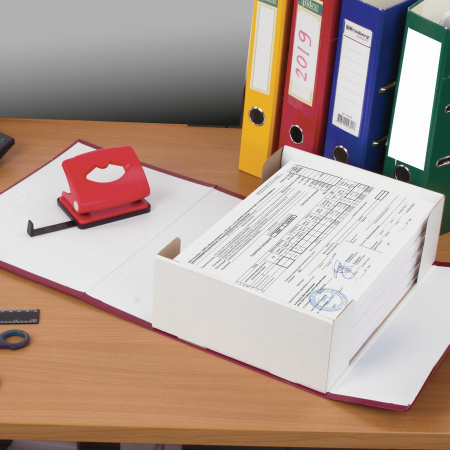 Короб архивный А4 (240х330 мм), 100 мм, 2 завязки, бумвинил, до 900 листов, бордовый, BRAUBERG, 122805 - Короба архивные