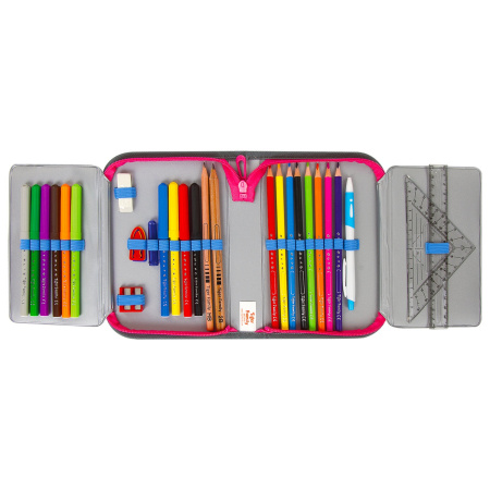 Пенал TIGER FAMILY с наполнением, 1 отделение, 2 откидные планки, 31 предмет, "Pink Lemonade", 20х14х4 см, 228950, TGRW-012C1 - Пеналы с наполнением