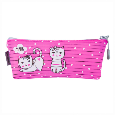 Пенал-косметичка BRAUBERG треугольный, мягкий, "Kittens", 22х3х8 см, 229255 - Пеналы мягкие