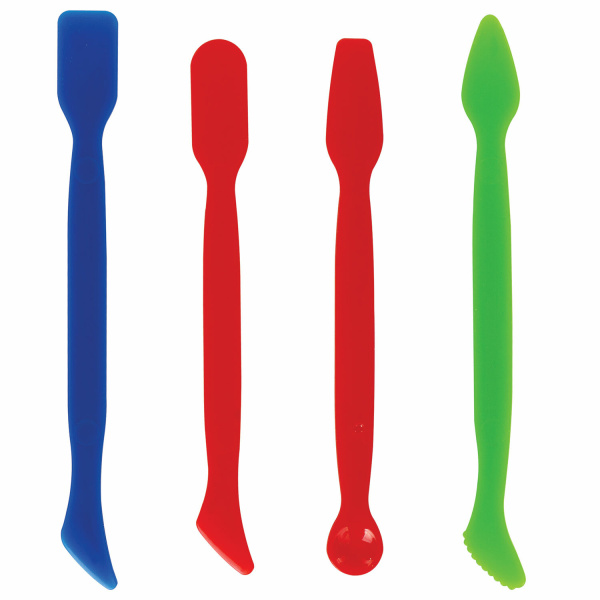 Стеки для лепки ПИФАГОР, НАБОР 4 шт., цветные, пакет с подвесом, 229717 - Доски, стеки и формочки для лепки