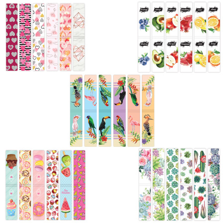 Закладки для книг МАГНИТНЫЕ, "MIX", набор 30 шт., 60x20 мм, BRAUBERG, 113175 - Закладки для книг